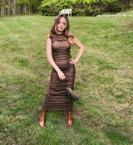 Brilliant in brown. A glam engagement party look 🤎 

Dress is size XS. 

#ootd #dresses #evening #weddingstyle

#LTKstyletip #LTKwedding #LTKFind