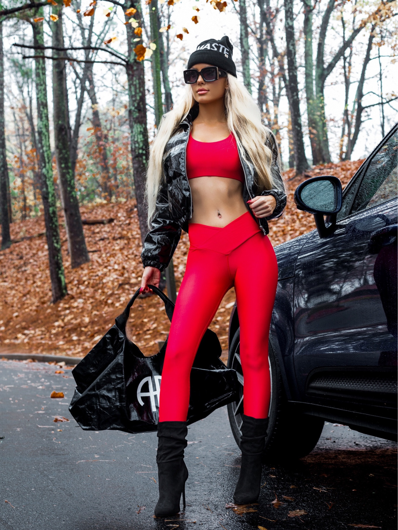 Sporty Casual Outfit!! Follow @hollyjoannew for style and beauty! Glad you’re here babe! Xx

Revolve 
Beach Riot Cara Red Rib Sports Bra/Leggings, tts
Sam Black Patent Puffer Jacket 
Anine Bing Sport Tote
Schutz Heeled Suede Booties
Spiritual Gangster Namaste Black White Beanie Hat

#LTKstyletip #LTKtravel #LTKfitness