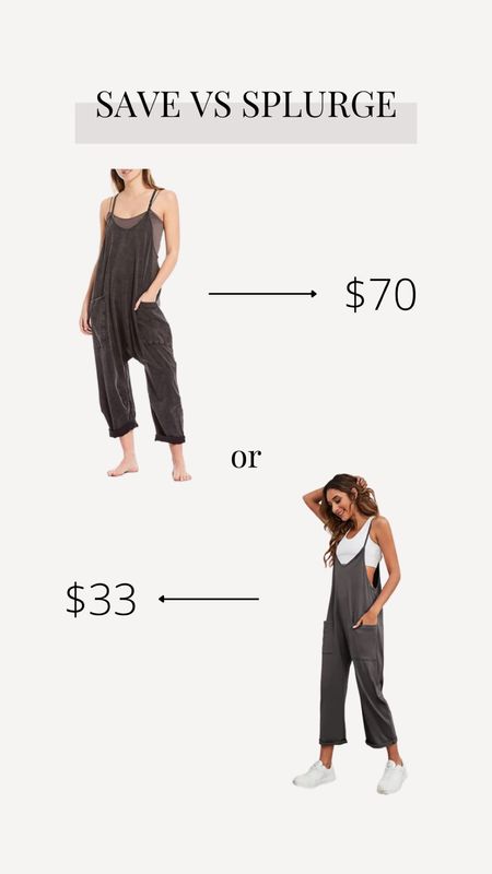 SAVE vs SPLURGE // Jumpsuit Edition! I’m obsessed with my onesie from Free People, but I know it’s pretty expensive. This Amazon onsie looks pretty similar for a great price! 

#LTKunder100 #LTKSeasonal #LTKstyletip