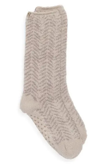 Barefoot Dreams® CozyChic™ Herringbone Gripper Crew Socks in Linen/Warm Gray at Nordstrom Rack | Nordstrom Rack