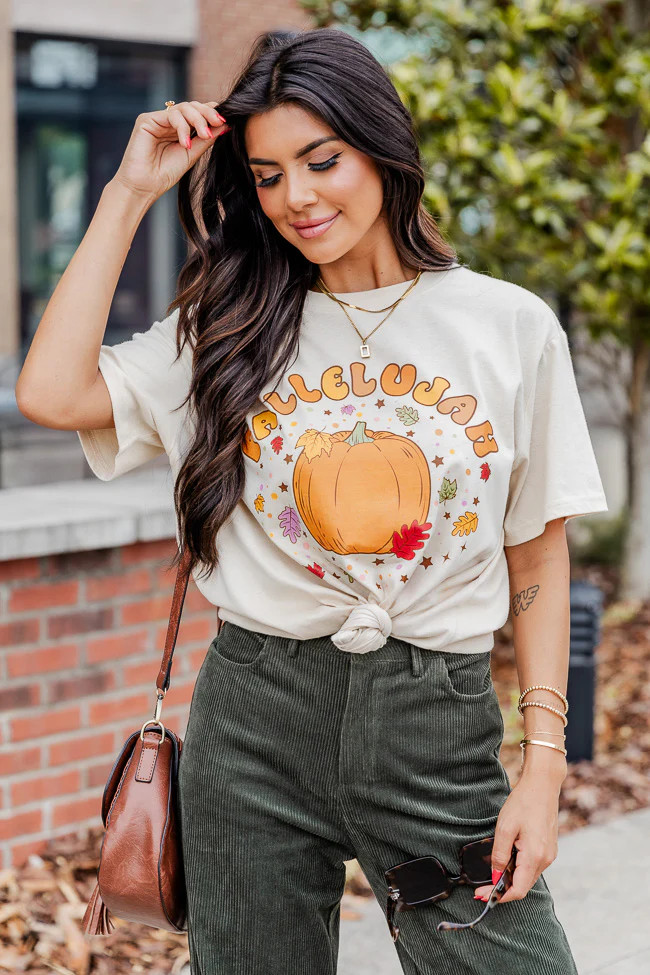 Fallelujah Ivory Graphic Tee | Pink Lily