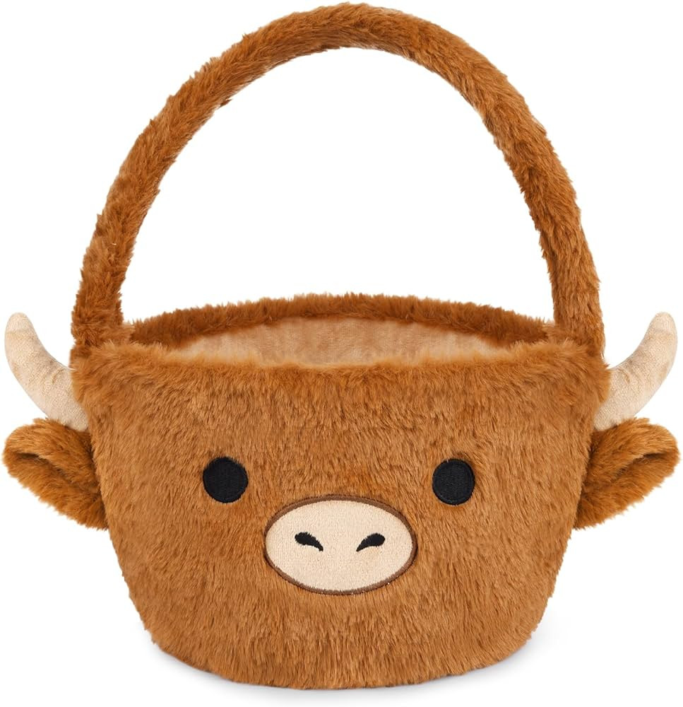Easter Basket, Highland Cow Plush Easter Baskets for Kids Basket Empty, Cute Easter Gifts for Gir... | Amazon (US)