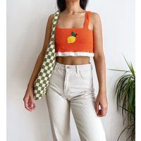 Cute Fruit Crochet Top, Handknitted Women Tank Top, Summer Spring Outfit, Festival Crop, Lemon, Grap | Etsy (US)