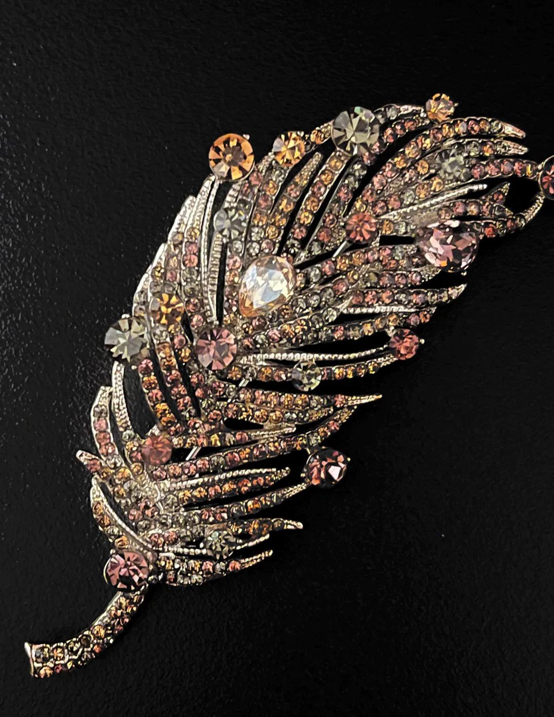Champagne Plume Feather Brooch – Elegant Silver-tone Rhinestone Lapel Pin - Etsy | Etsy (US)