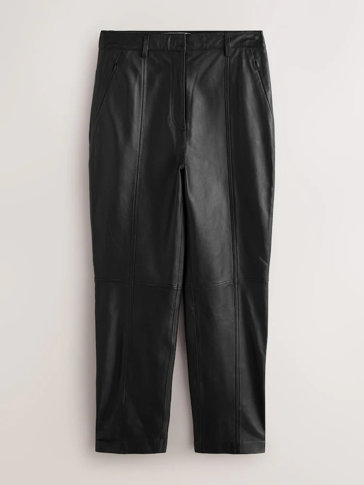 Nothing Ordinary Black Leather Slim Leg Trousers | Next EU