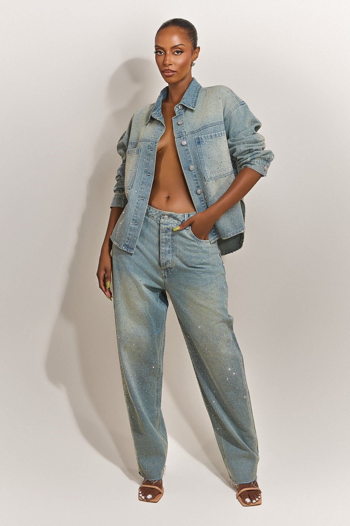 The Kai Rhinestone Jeans in Blue | Mars The Label