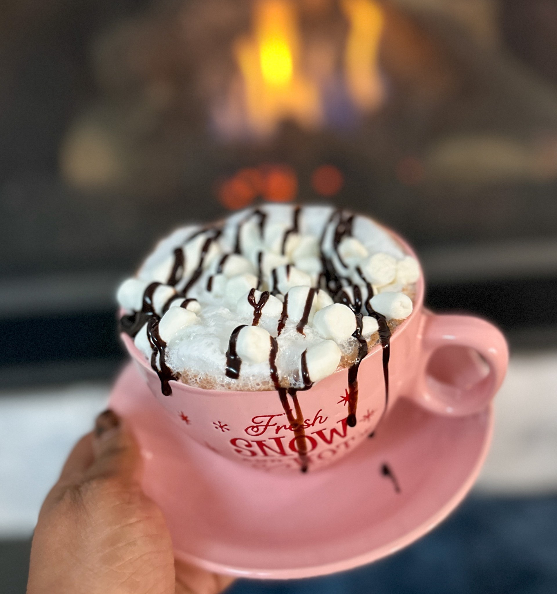 Delicious hot chocolate, PINK FRESH SNOW AND HOT COCOA CUP SET. #hotchocolate #mugs #fireside #chocolate #drinks 

#LTKfoodie