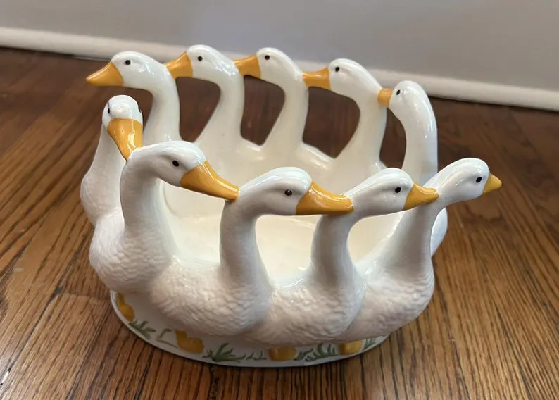 Vintage 80’s Hand Painted Ceramic Gaggle of Geese Planter/Bowl W/ Felt Bottom | Etsy (Global)