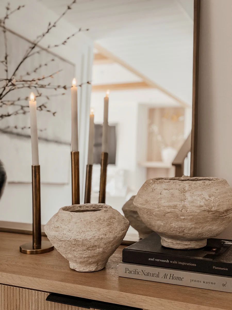 Beige Paper Mache Half-Pot Bowls | The Style Edit Collective