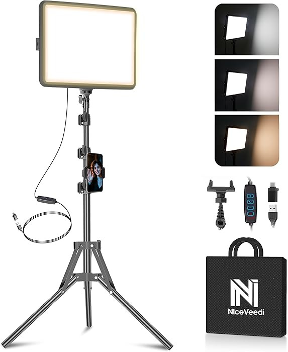1-Pack LED Video Light Kit, NiceVeedi Photography Lighting Kit, 2800-6500K Dimmable Studio Light ... | Amazon (US)