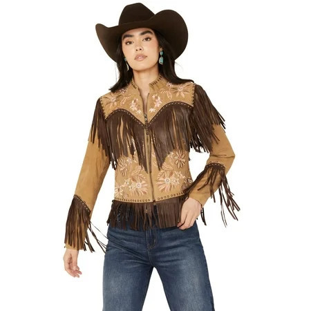 Shyanne Women s Embroidered Suede Fringe Jacket - SWSP23O95 US | Walmart (US)