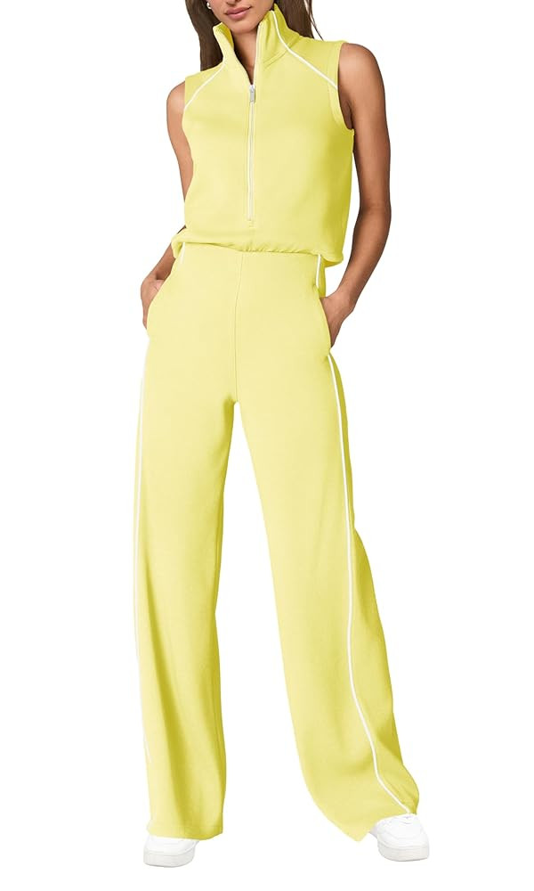 SENSERISE Womens Summer Jumpsuits Dressy Casual Sleeveless Mock Neck Top Wide Leg Pants Romper wi... | Amazon (US)