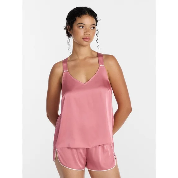 Joyspun Women’s Stretch Satin Cami and Shorts Pajama Set, 2-Piece, Sizes XS-3X | Walmart (US)