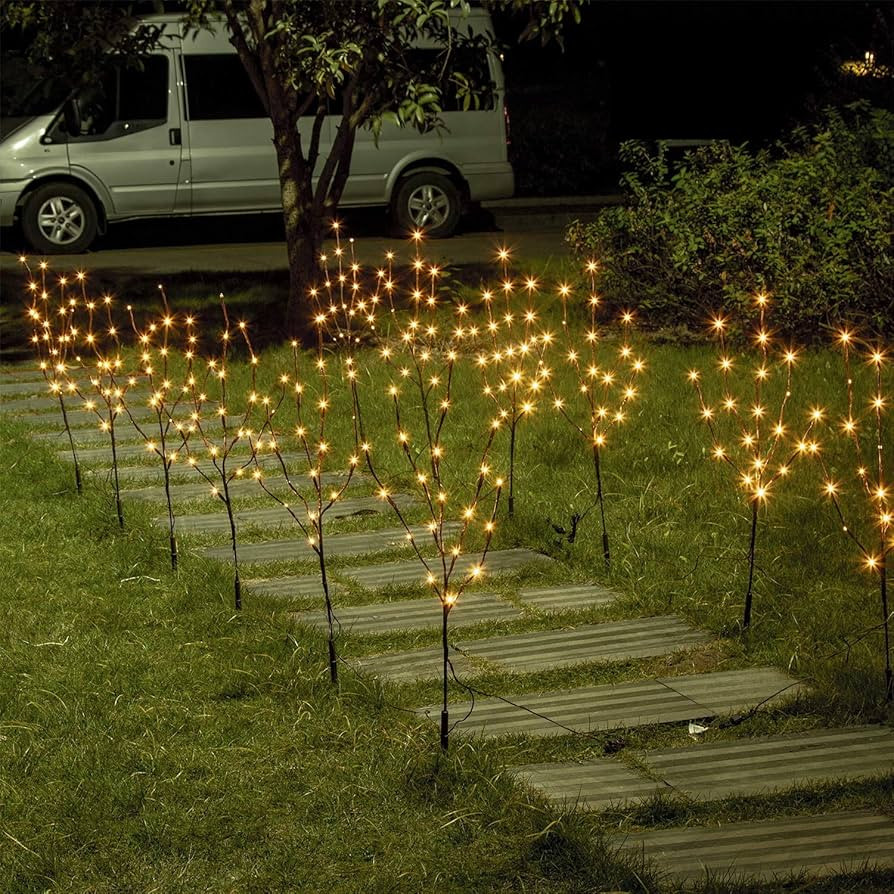Vanthylit Set of 2 3PK 30" Brown Lighted Twig Stakes 120 Warm White Pathway Light for Outdoor and... | Amazon (US)