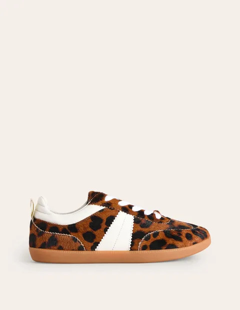 Erin Retro Tennis Trainers - Dark Classic Leopard | Boden US | Boden (US)