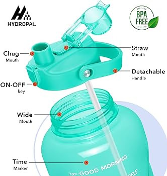 HydroPal Water Bottles with Straw, 128 oz BPA Free Leak-proof Gallon Water Bottle with Times to D... | Amazon (US)