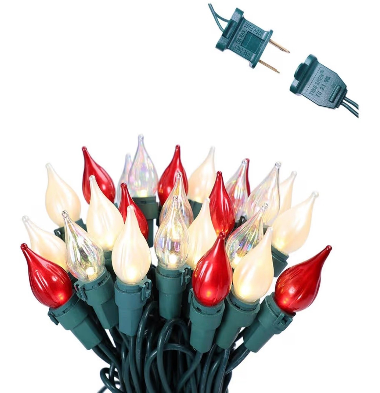 GlowVibe Red White Christmas Lights Outdoor C3 Flame Lights 50 LED Plug in String Lights Extendable Green Wire for Indoor Patio Xmas Thanksgiving Tree Decoration

#LTKHome #LTKHoliday #LTKSeasonal