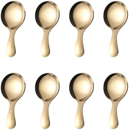 PHAETON 8PCS Golden Stainless Steel Short Handle Spoons Soup Spoons Condiments Spoon Dessert Spoo... | Amazon (US)