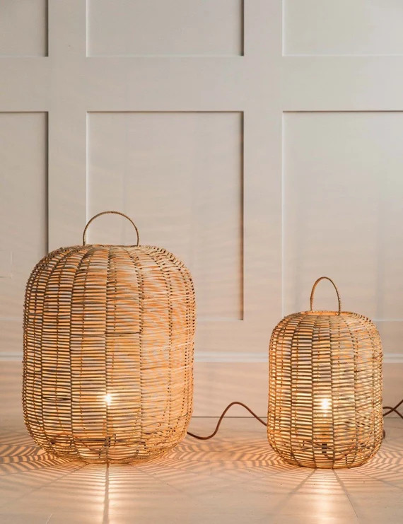 Wicker Floor Lamp  Rattan Floor Lamp  Natural Floor Lamp  | Etsy | Etsy (US)