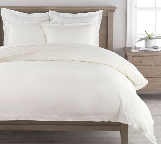 Belgian Flax Linen Double Flange Duvet Cover & Shams - Classic Ivory | Pottery Barn (US)
