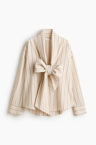 H & M - Tie-Front Poplin Shirt - White | H&M (US + CA)