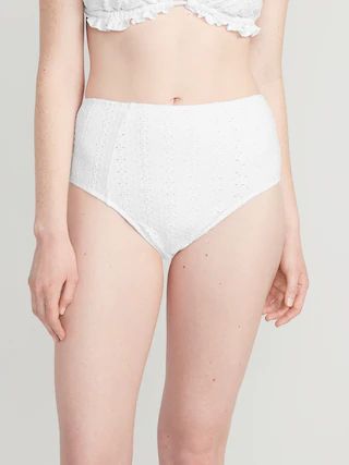 High-Waisted Eyelet Bikini Swim Bottoms for Women | Old Navy (US)