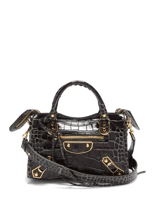 Balenciaga - Classic City Mini Crocodile-effect Leather Bag - Womens - Dark Grey | Matches (UK)