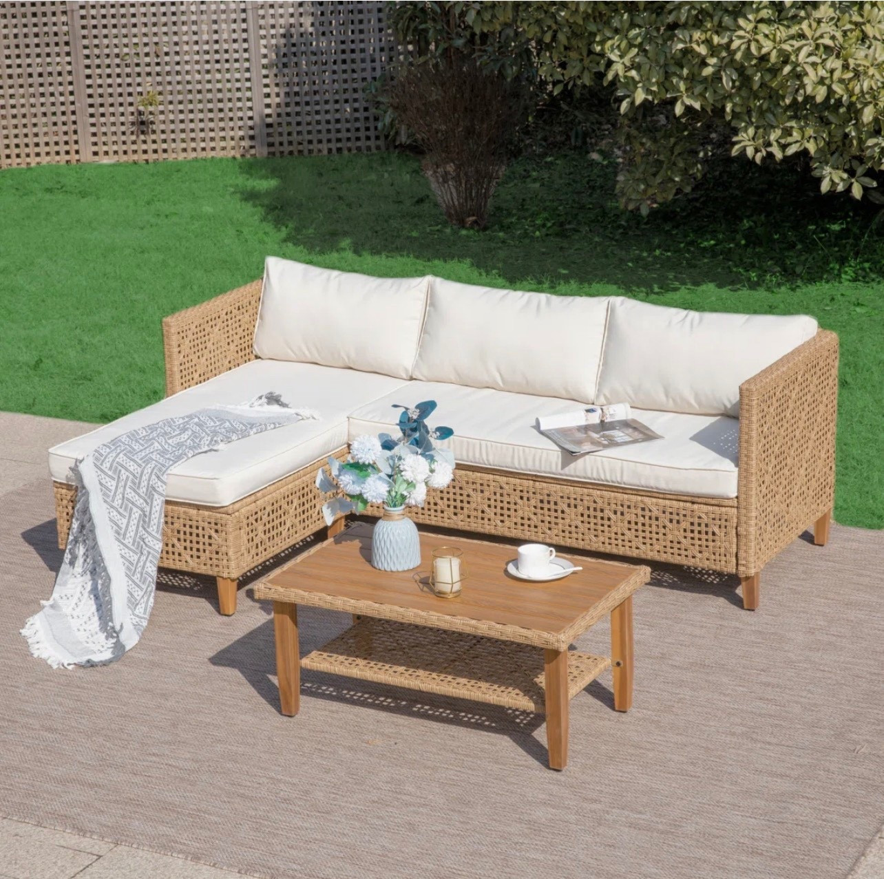 Outdoor Wicker Patio Conversation Furniture Set with Acacia Wood Coffee Tablee

#LTKHome #LTKSeasonal #LTKdayinmylife