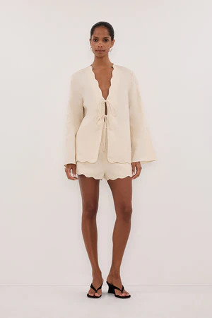 LELA SANDSTONE LINEN LONG SLEEVE TOP | DISSH