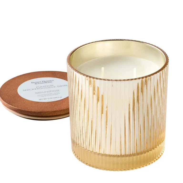 Better Homes & Gardens Pumpkin Snickerdoodle Swirl Scented Cotton Wick Ribbed Jar Candle 12oz | Walmart (US)