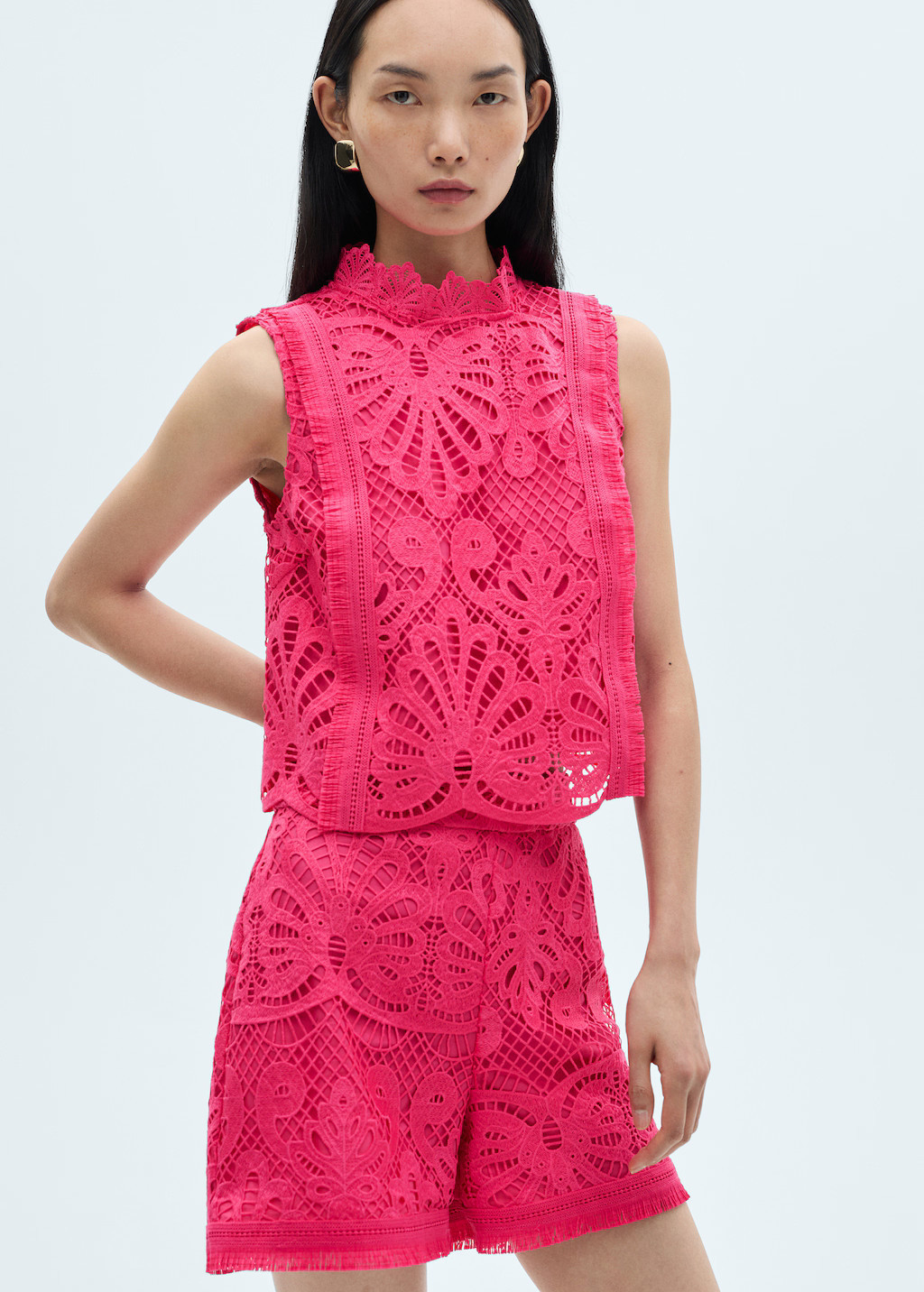 Crochet top met trechterhals - Dames | MANGO België | Mango EU