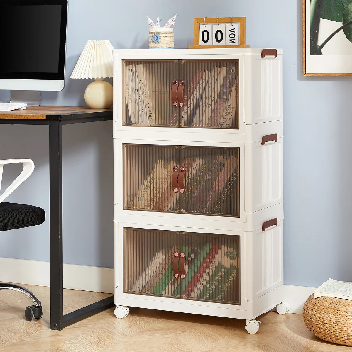 5 Layers Stackable Storage Box with Wheels for Home Living Room Office Wardrobe | Wayfair North America