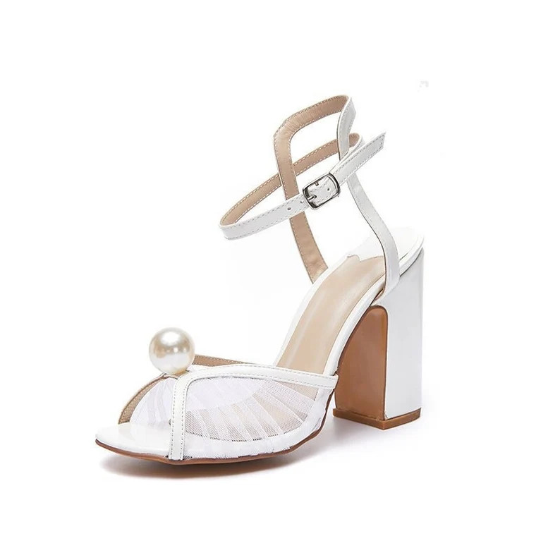 LaceWeddingPearlPlateau I WhiteLacePearlHeels I BlockBridalShoes I BridesmaidSandals I Open-toe B... | Etsy (US)
