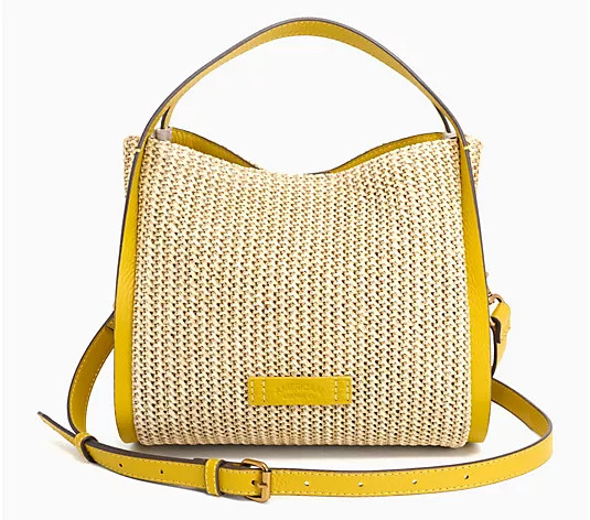 American Leather Co. Triple Entry Raffia or Leather Satchel - QVC.com | QVC