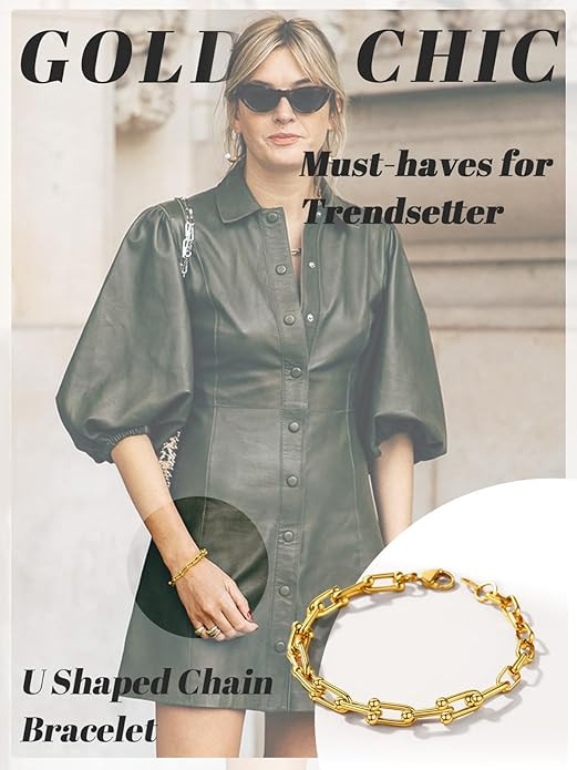 KeyStyle Paperclip Chain Choker for Women, 6 mm U Shaped Link Bracelet Anklets, Minimalist Chains... | Amazon (US)