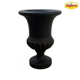 15.5 in. Orland Large Aged Charcoal Stone Fiberglass Urn Planter (15.5 in. D x 21 in. H) | The Home Depot