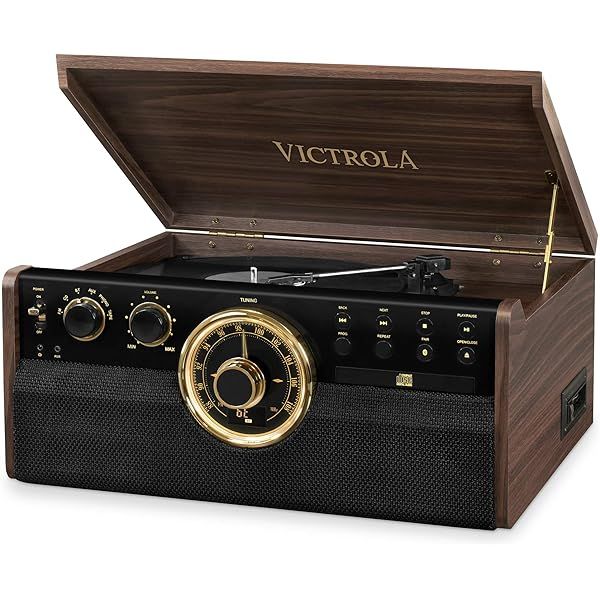 Victrola Wood Metropolitan Mid Century Modern Bluetooth Record Player with 3-Speed Turntable and Rad | Amazon (US)