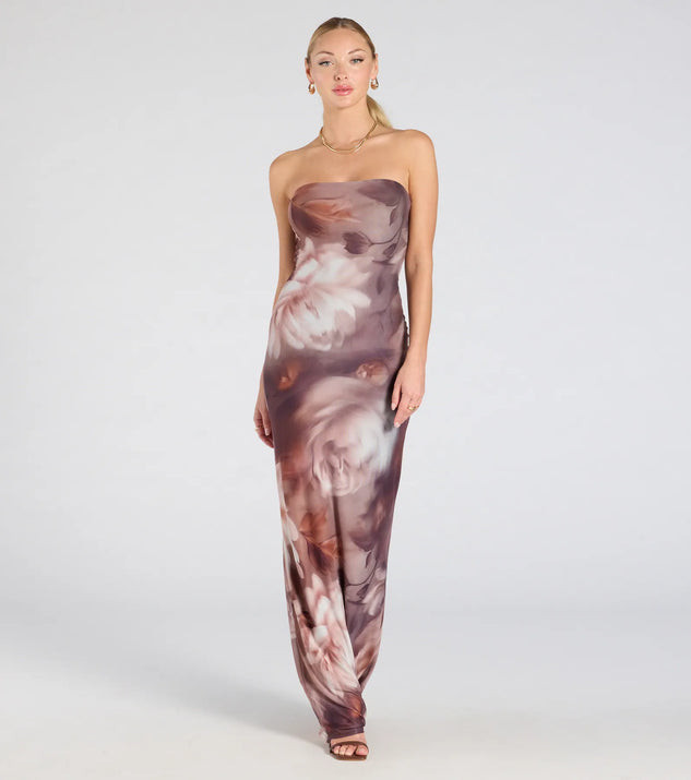 Make Your Debut Strapless Abstract Mesh Maxi Dress | Windsor Stores