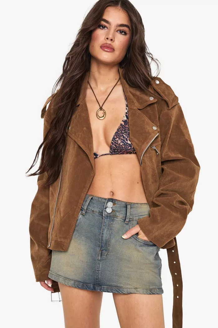 Sand Denim Mini Skirt | boohoo (US & Canada)