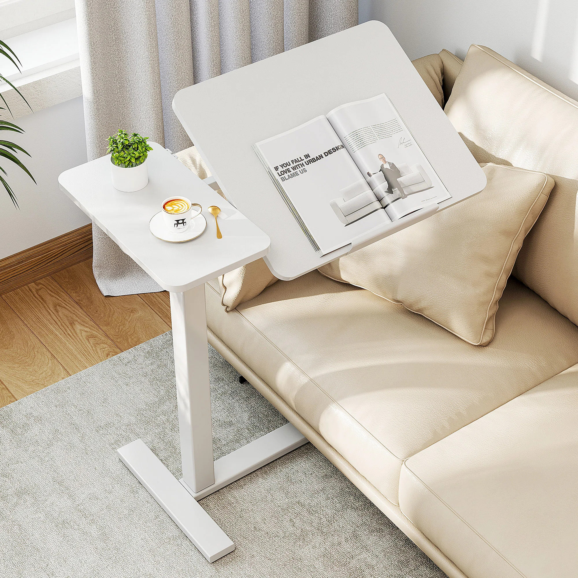Modern Height-Adjustable C-Type Mobile End Table, Couch Flipped Side Table | Wayfair North America