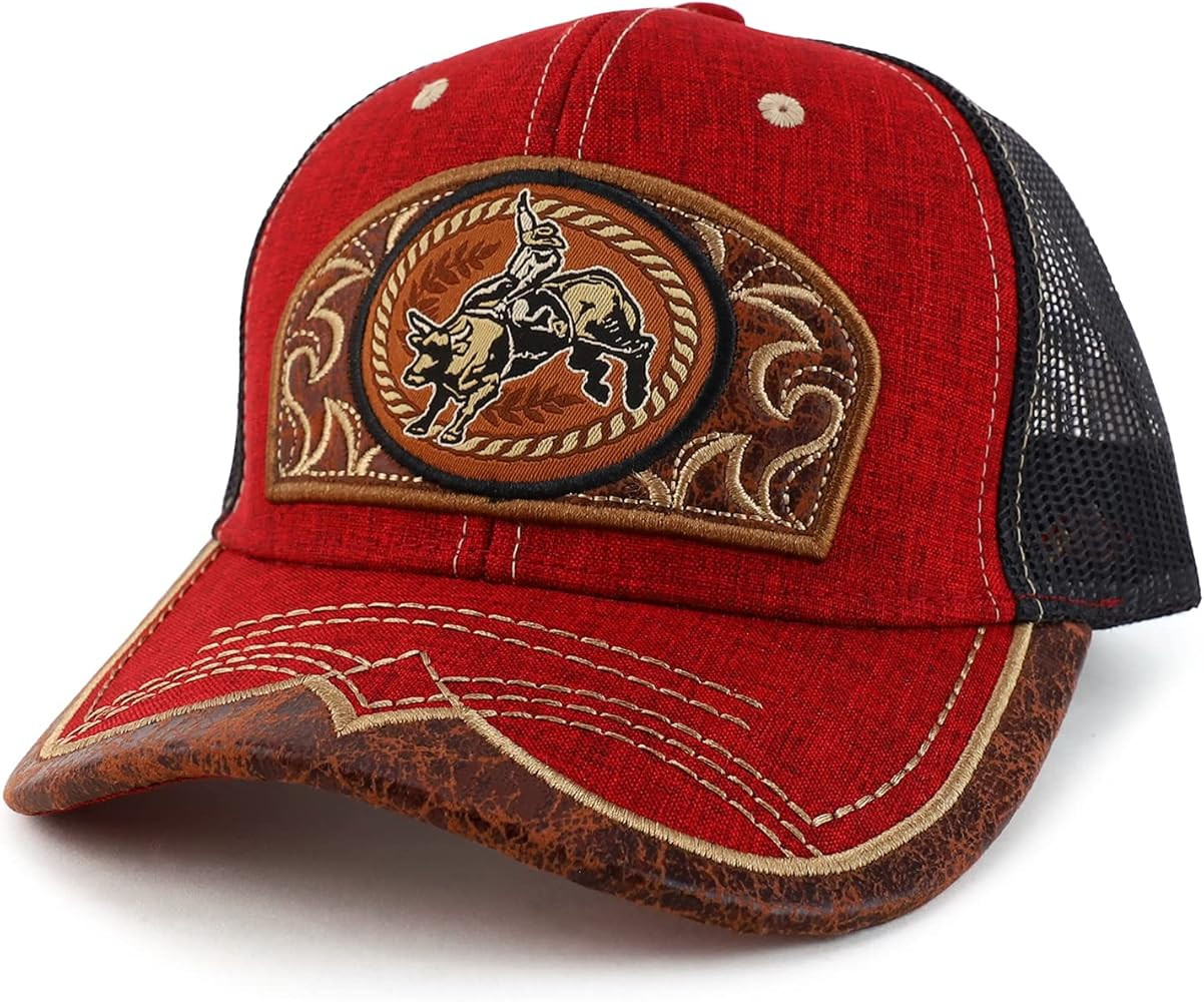 Trendy Apparel Shop Rodeo Leather Patch Trucker Snapback Ball Cap | Amazon (US)