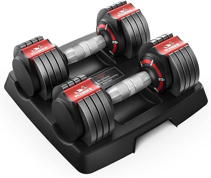 FLYBIRD Adjustable Dumbbells,15LB Dumbbell Set for Home Gym Exercise & Fitness, Fast Change Weigh... | Amazon (US)