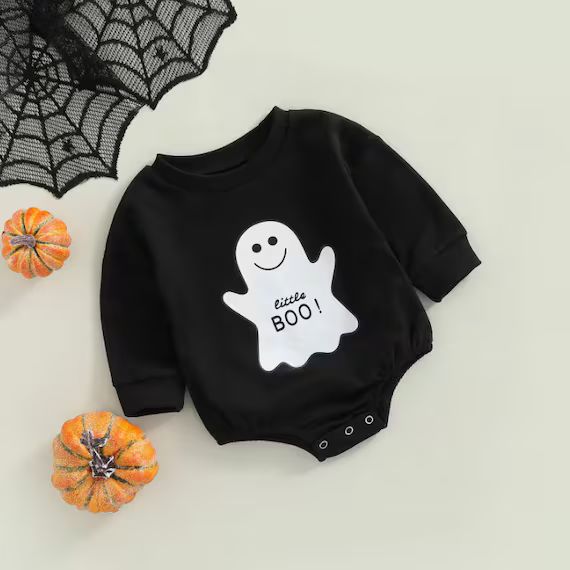 Hey Boo Ghost Baby Romper Baby Halloween Outfit Fall - Etsy | Etsy (US)