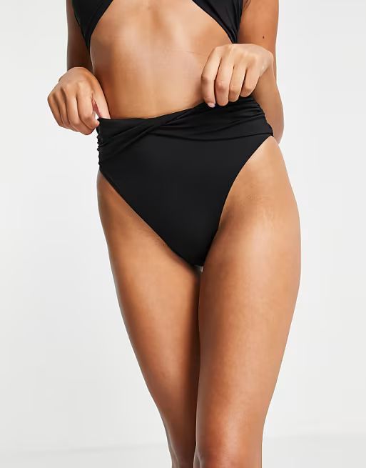 New Look twist detail bikini bottom in black | ASOS (Global)