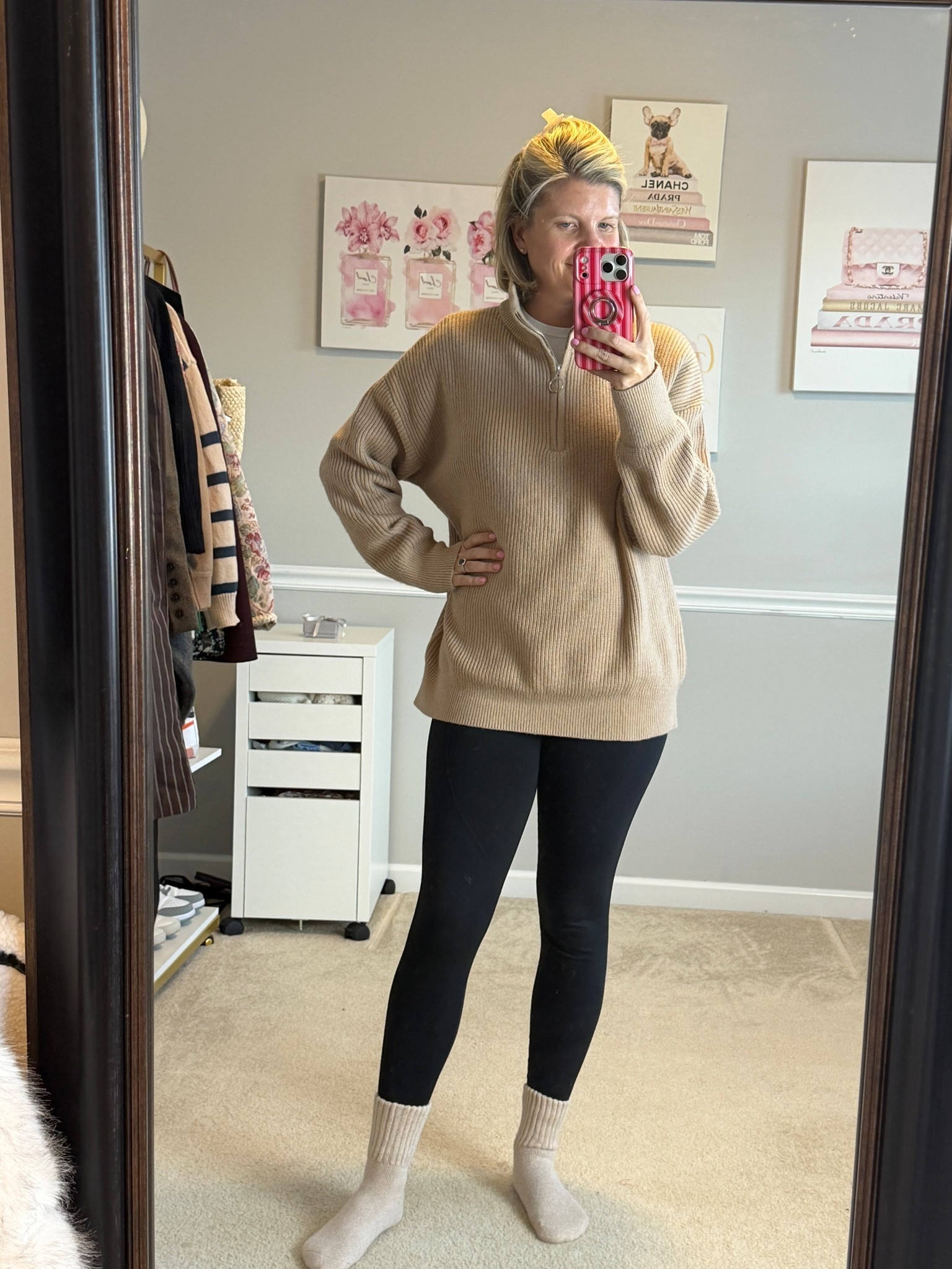 Cashmere blend 1/4 zip TTS (runs oversized)
Heat gear long sleeve TTS
Wool socks

#LTKootd #LTKMidsize