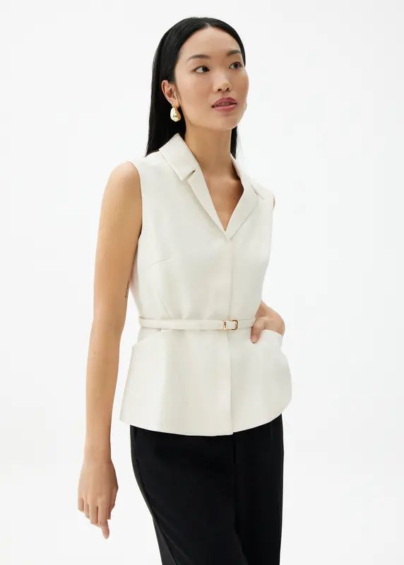 Ling Belted Tailored Vest | Love, Bonito USA