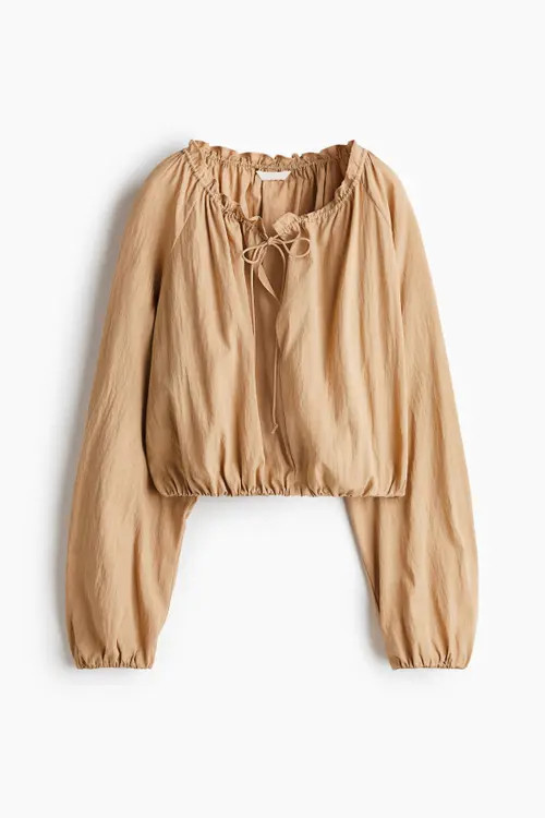 H&M Bubble-hem Blouse in Beige at Nordstrom, Size X-Small | Nordstrom