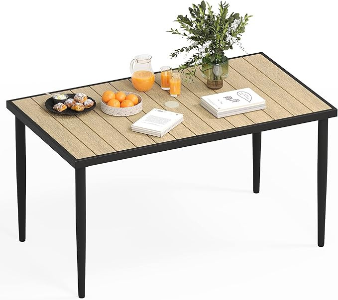 YITAHOME Outdoor Dining Table for 6, Outdoor 70" x 31" Rectangular Patio Table with Umbrella Hole... | Amazon (US)