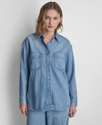 Dkny Jeans Women's Long-Sleeve Oversized Shirt - Eden Wash | Macy's
