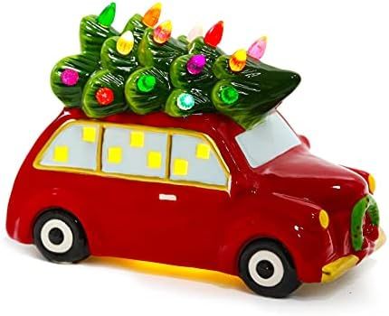 Sunnyglade Ceramic Christmas Tree and Vintage Car Christmas Tabletop Decoration Nostalgic Lighted... | Amazon (US)